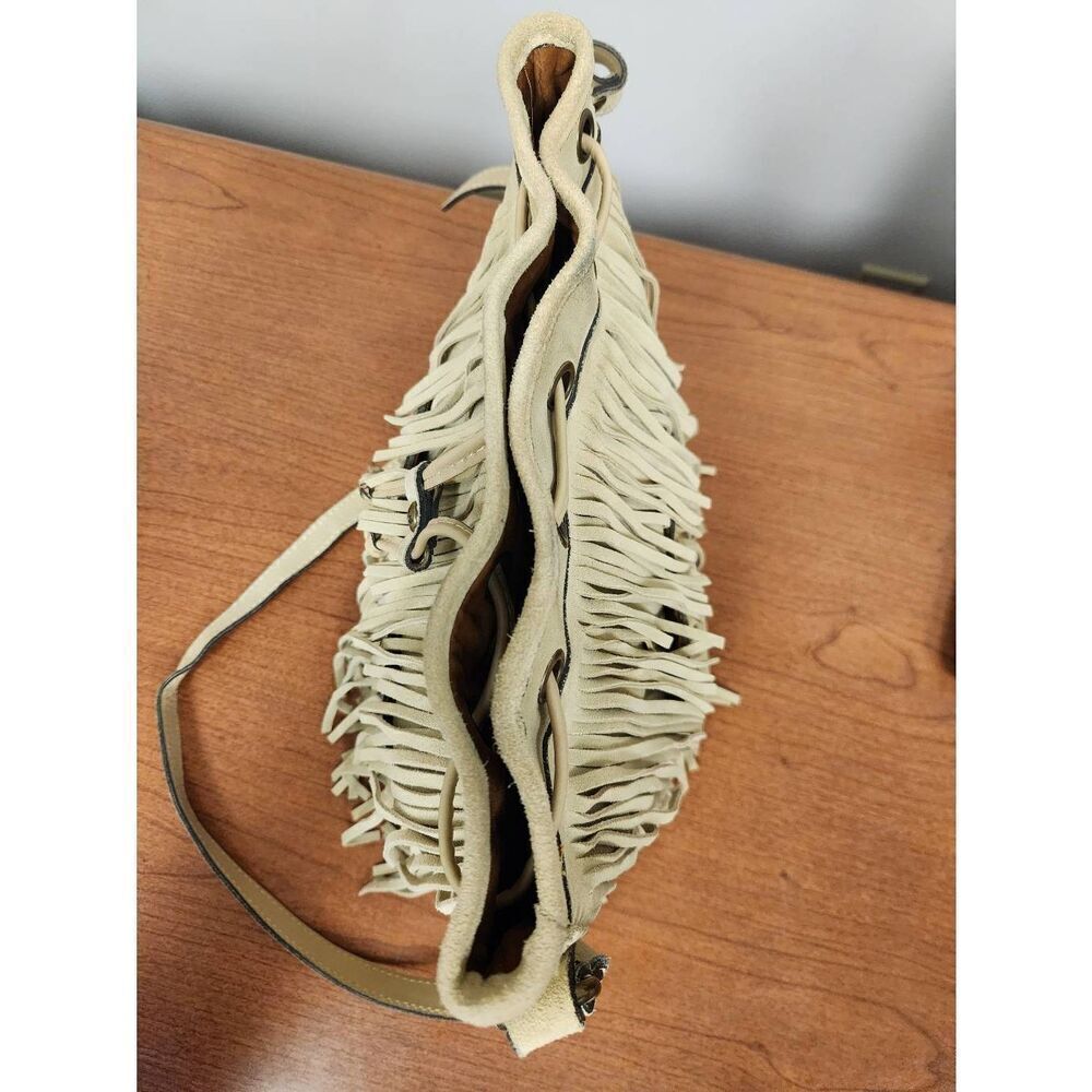 Patricia Nash Tan Suede Leather Fringe Bronte Bucket Crossbody Shoulder Bag - Picture 11 of 14